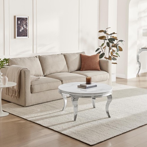 Skye round white - marble, glass
