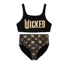Wicked Girls Swimsuit 4 5 6 7 8 10 12 Tankini Bikini Swim 2 Piece Black Gold NWT