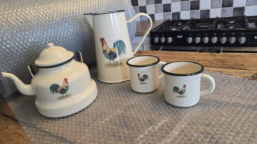 Vintage enamelware teapot - vintage,
