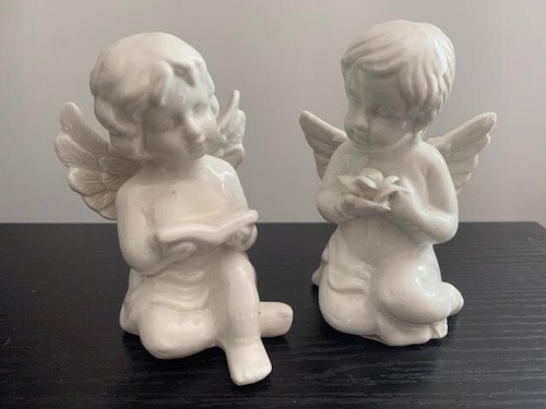 White angel cherub figure - angel,