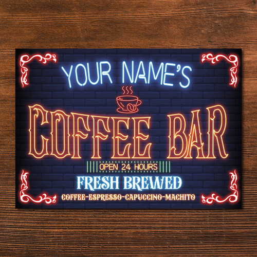 Personalised coffee sign metal - coffee,