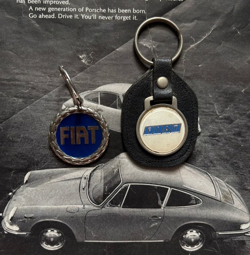 Two vintage fiat keyrings - vintage,