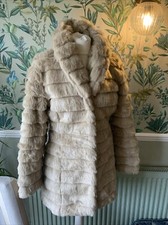 Ladies 10 Faux Fake Fur Coat Blonde Brown Atmosphere Short Vintage Winter Jacket