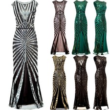 Vintage 1920s Flapper Dress Great Gatsby PROM Party Cocktail Sequin Long Dresses