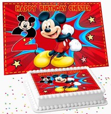 MICKEY MOUSE BIRTHDAY PARTY PERSONALISED ICING EDIBLE COSTCO CAKE TOPPER RM-7845