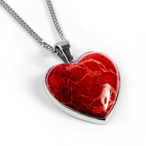 Silver and red horn - silver, coral