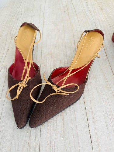Kenzo brown canvas - canvas, slingback