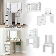 Table de maquillage coiffeuse miroir avec/sans LED et tabouret couleur á choix