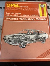 Opel B series Ascona /Manta Owners Workshop Manual hardcover Sep 1975 to 1987