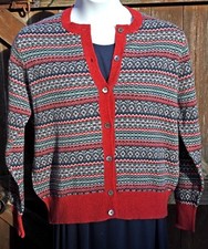 Superb BRORA NEW+TAGS sz 16 CASHMERE FairIsle CARDIGAN-RRP £525.Made in SCOTLAND