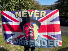 Winston Churchill RED WHITE PURPLE Flag 5 x 3ft  Union Jack NEVER SURRENDER Big