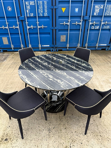 Round black marbled - round,