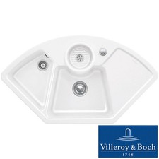Villeroy & Boch Solo 2.5 Bowl White Ceramic Corner Kitchen Sink - NO WASTE