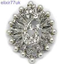 UK SILVER TONE FAUX PEARL