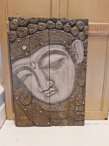 Hand carved solid wood buddha - wood,