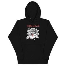 Thin Lizzy Black Rose Classic Mens Officially Licensed Hoodie Black