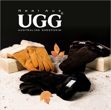 Ugg Real Aus 100% Australian Sheepskin Wool Women Sheepskin Gloves One Strap 