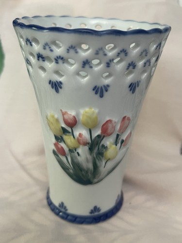 Vintage delftware vase - vintage, 5”
