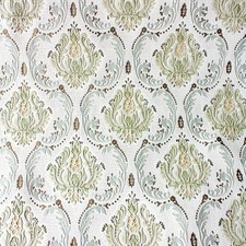 Embossed Damask Wallpaper: Vintage Green and Grey West German (Full Roll)