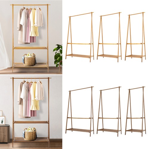 Folding bamboo wood coat - wood, rack