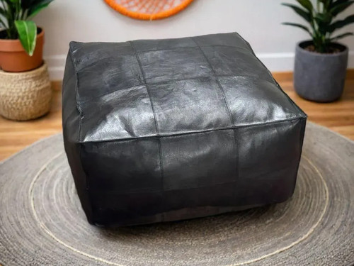Footstool moroccan leather - moroccan,