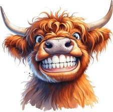 Colourful Funny Highland Cow