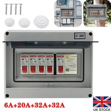 4 Way Consumer Unit fuse box 4 MCB Circuit Breakers Isolator Shed Caravan Garage