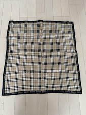 Burberrys Silk Scarf Check Beige Black Red 56×58cm