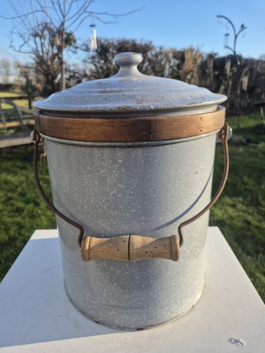Antique bucket enamelware - antique,