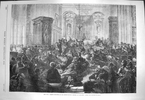 Original old antique print - old,