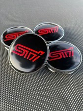 SUBARU STI SET OF 4 BLACK 60 mm/2.36in Wheel Center Caps - FITS MOST MODELS