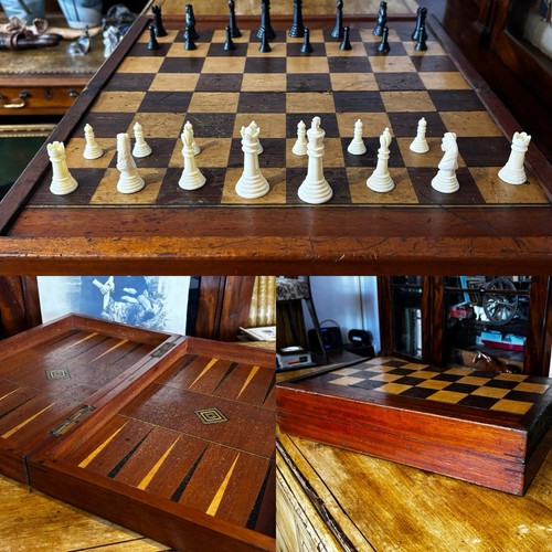 Antique mahogany chess - antique, &