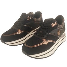 New Womens Ladies Glitter Sneakers High Sole Joggers Fashion Shoes Lace Up Boots