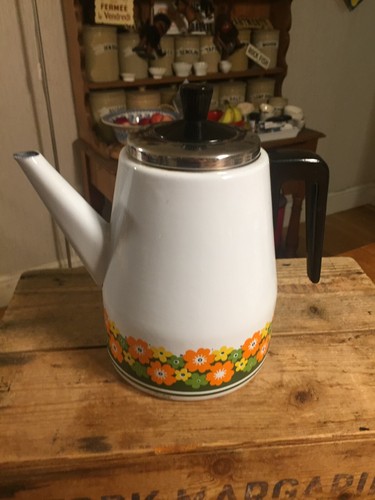 Vintage white enamel coffee - vintage,