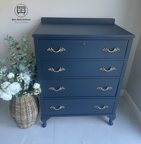 Solid wood blue vintage - blue, chest