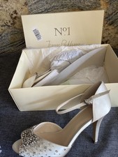 Jenny Packham Size 6 BNIB Ivory Periwinkle Diamanté Wedding/Evening Sandals.