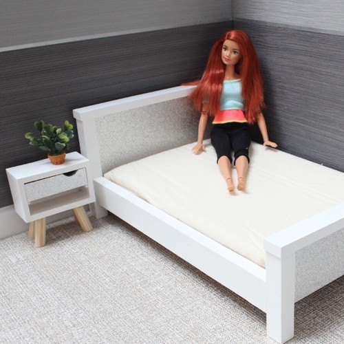 Barbie doll bed white - barbie, and