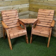 Charles Taylor Hand made Chunky Wooden Garden Furniture Love Seats