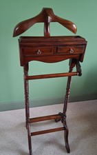 Vintage Gentleman's Valet Butler's Stand Solid Wood 2 Drawers