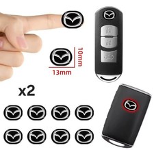 2 X MAZDA KEY FOB EMBLEM LOGO STICKER BADGE 3D 13mm 