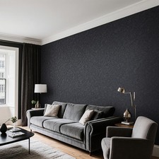 9.5M Concrete Effect Plain Black Wallpaper Livingroom Industrial Style Wallpaper