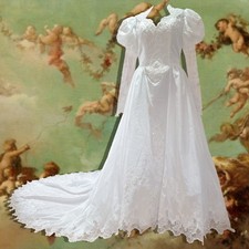 Vintage 1980s Berkertex White Duchess Princess Ballgown Wedding Dress Size 12