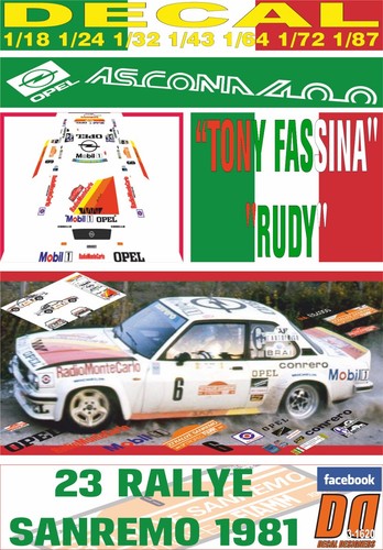 Decal opel ascona 400 - ascona, tony