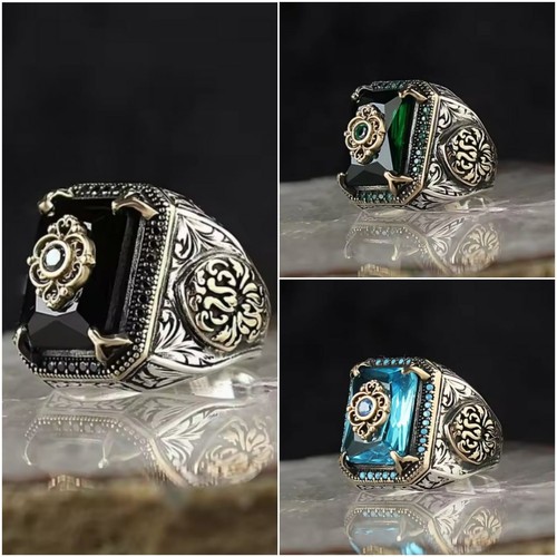 Men vintage silver signet - silver,