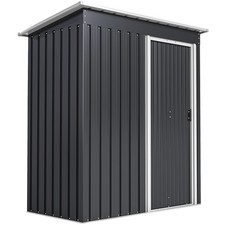 Outsunny 5 x 3ft Garden Storage Shed Sliding Door Sloped Roof Tool, Black