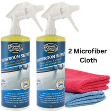 2x Car Bike Caravan Waterless Wash n Wax Greased Lightning Showroom Shine + 2CL