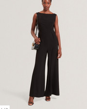 TED BAKER Jumpsuit Womens TB 2 UK 10 Liivia Black Corset Detail Wide Leg NEW