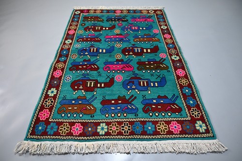 2x4 afghan kazak blue war - afghan,