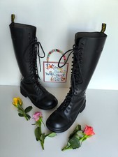 Dr Martens 1420 20 eye black knee high heel boots England vintage UK6 EU39 US8