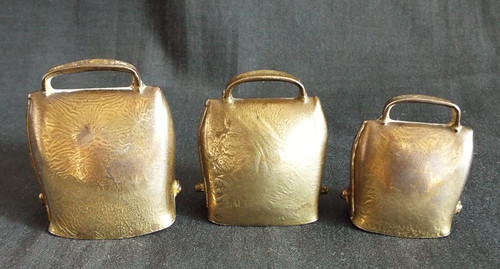 Vintage brass cow bells - 3, x